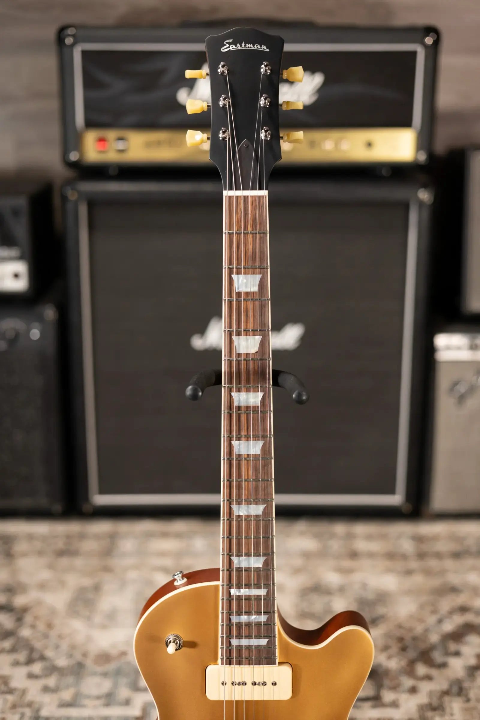 Eastman SB56 Electric Guitar - Vintage Satin Gold with Padded Gig Bag