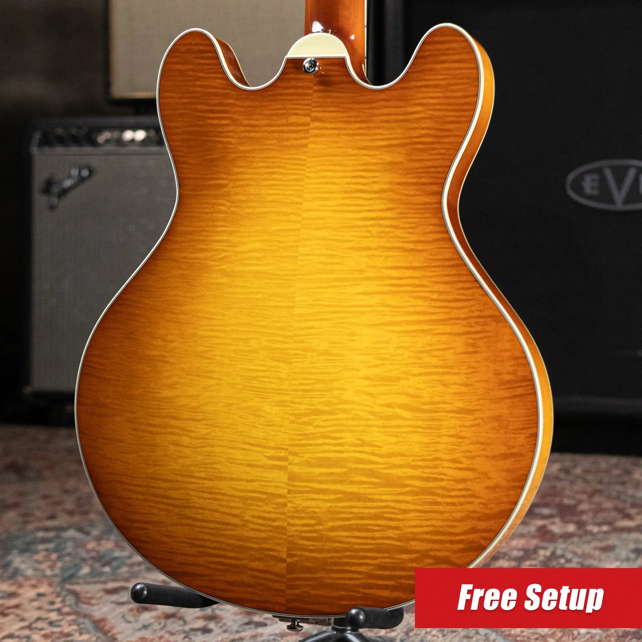 Eastman T486B-GB Thinline Semi-Hollow Electric Guitar - Goldburst with Hardshell Case