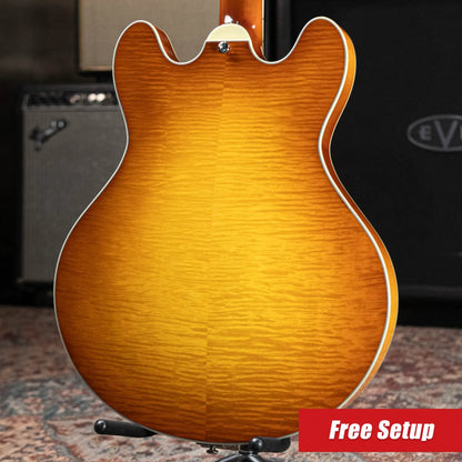 Eastman T486B-GB Thinline Semi-Hollow Electric Guitar - Goldburst with Hardshell Case