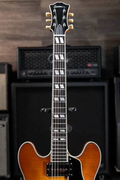 Eastman T486B-GB Thinline Semi-Hollow Electric Guitar - Goldburst with Hardshell Case