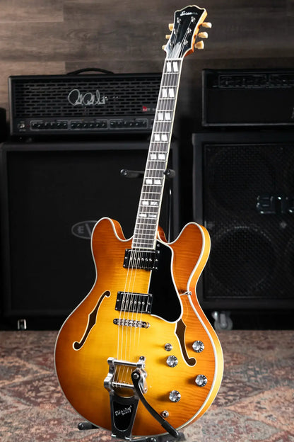 Eastman T486B-GB Thinline Semi-Hollow Electric Guitar - Goldburst with Hardshell Case