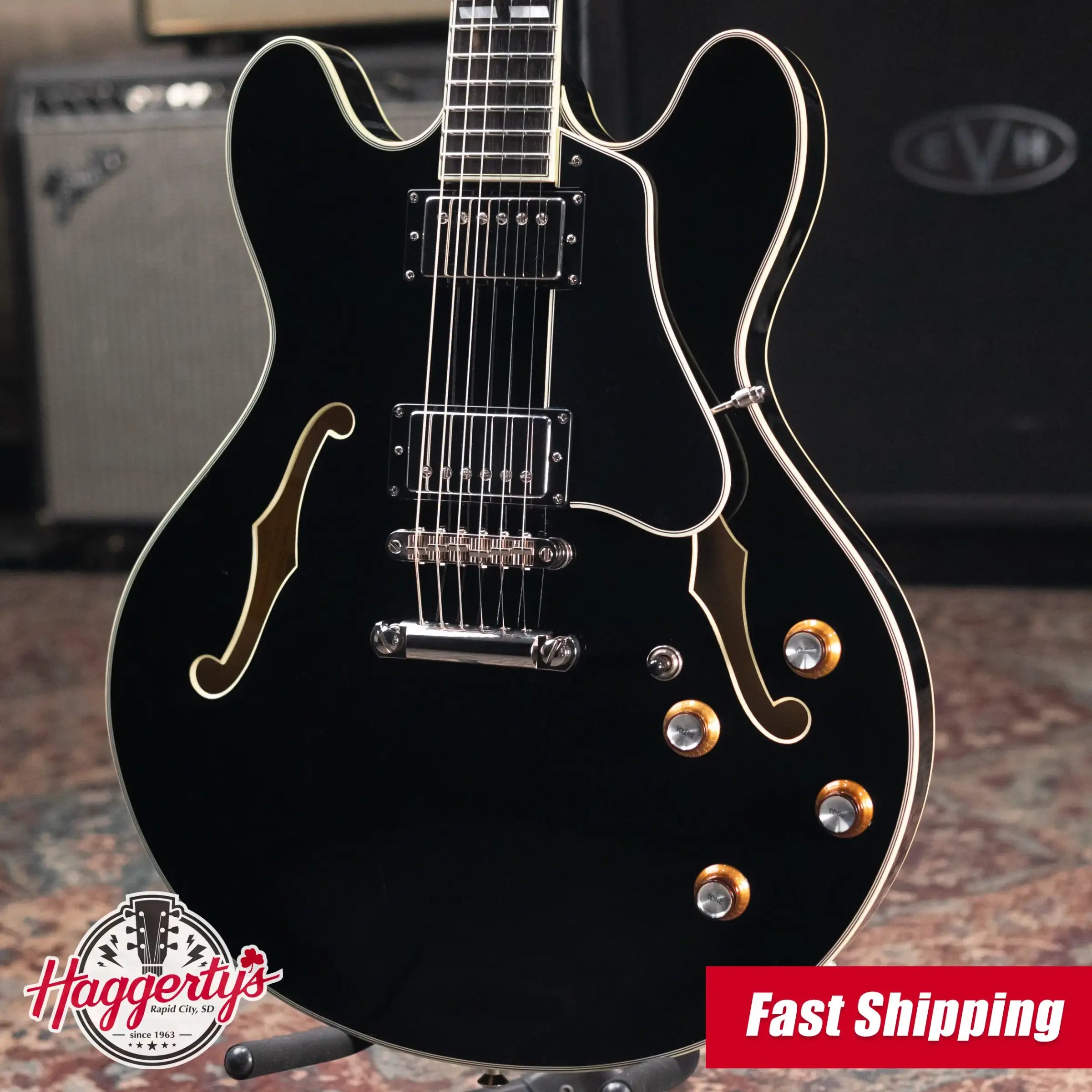 Eastman T486 Electric Guitar - Black with Hardshell Case - Used