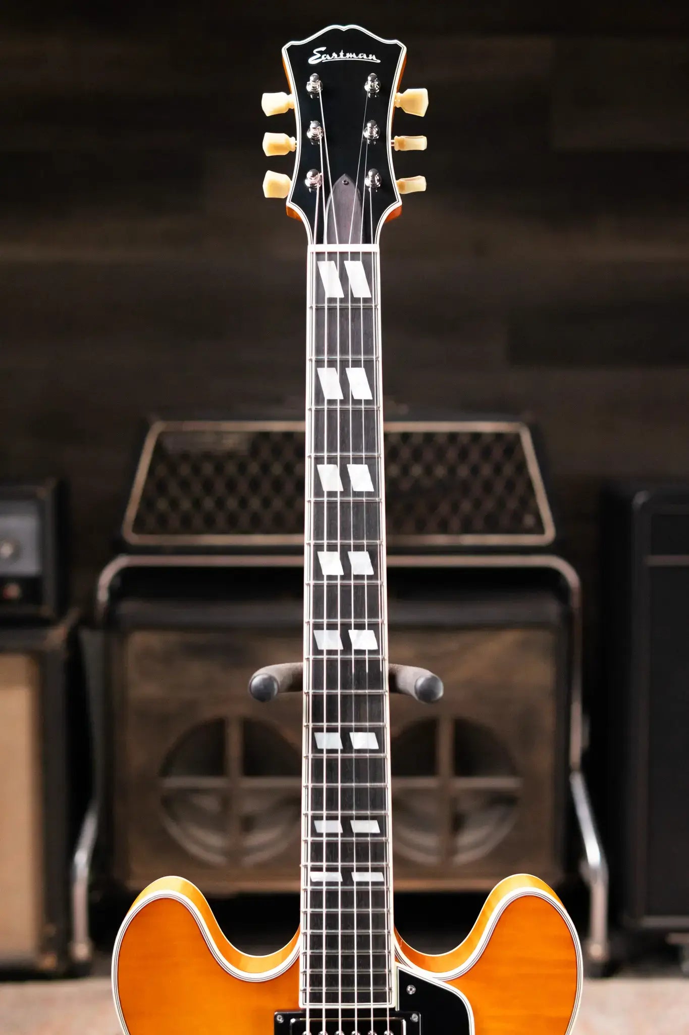 Eastman T486-GB 16" Thinline Electric Guitar - Goldburst with Hardshell Case