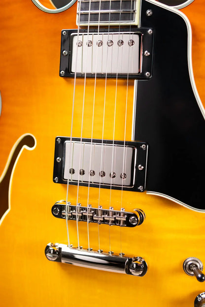 Eastman T486-GB 16" Thinline Electric Guitar - Goldburst with Hardshell Case