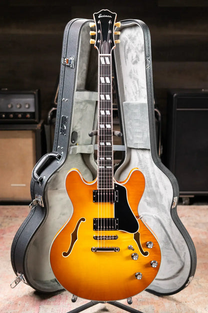 Eastman T486-GB 16" Thinline Electric Guitar - Goldburst with Hardshell Case