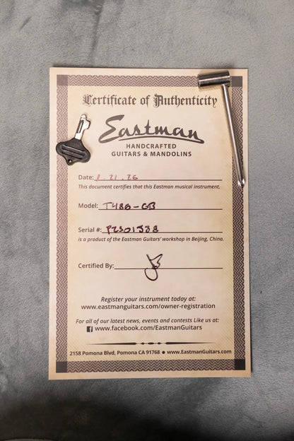 Eastman T486-GB 16" Thinline Electric Guitar - Goldburst with Hardshell Case