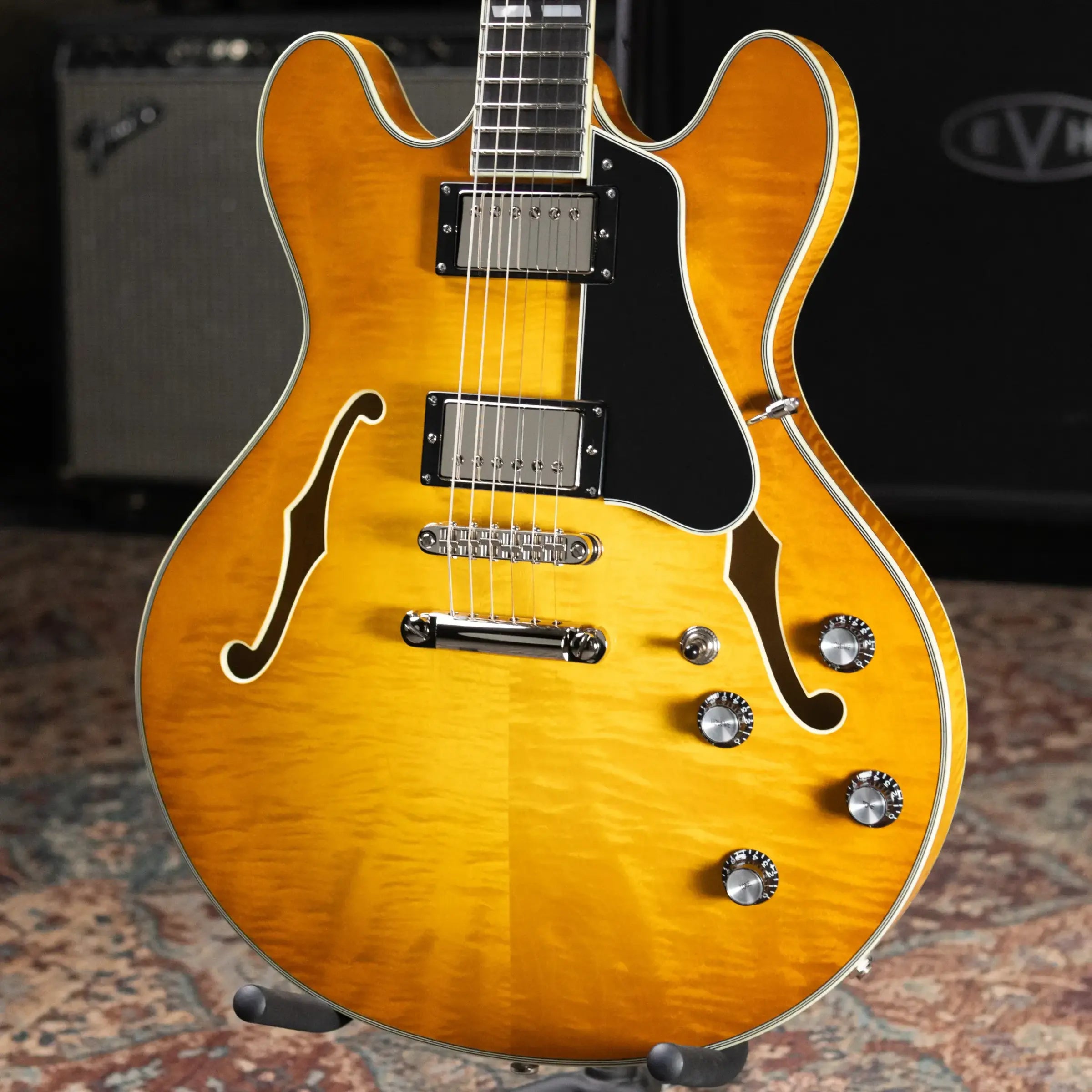 Eastman T486-GB 16" Thinline Electric Guitar - Goldburst with Hardshell Case