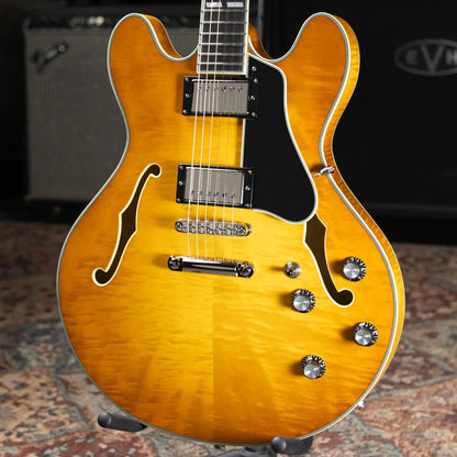 Eastman T486-GB 16" Thinline Electric Guitar - Goldburst with Hardshell Case
