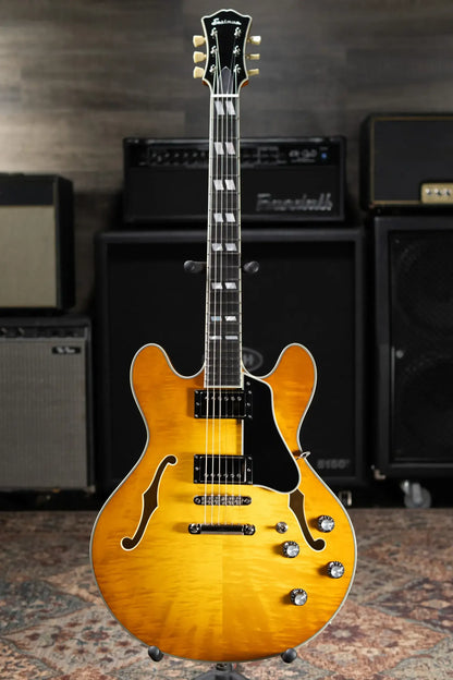 Eastman T486-GB 16" Thinline Electric Guitar - Goldburst with Hardshell Case