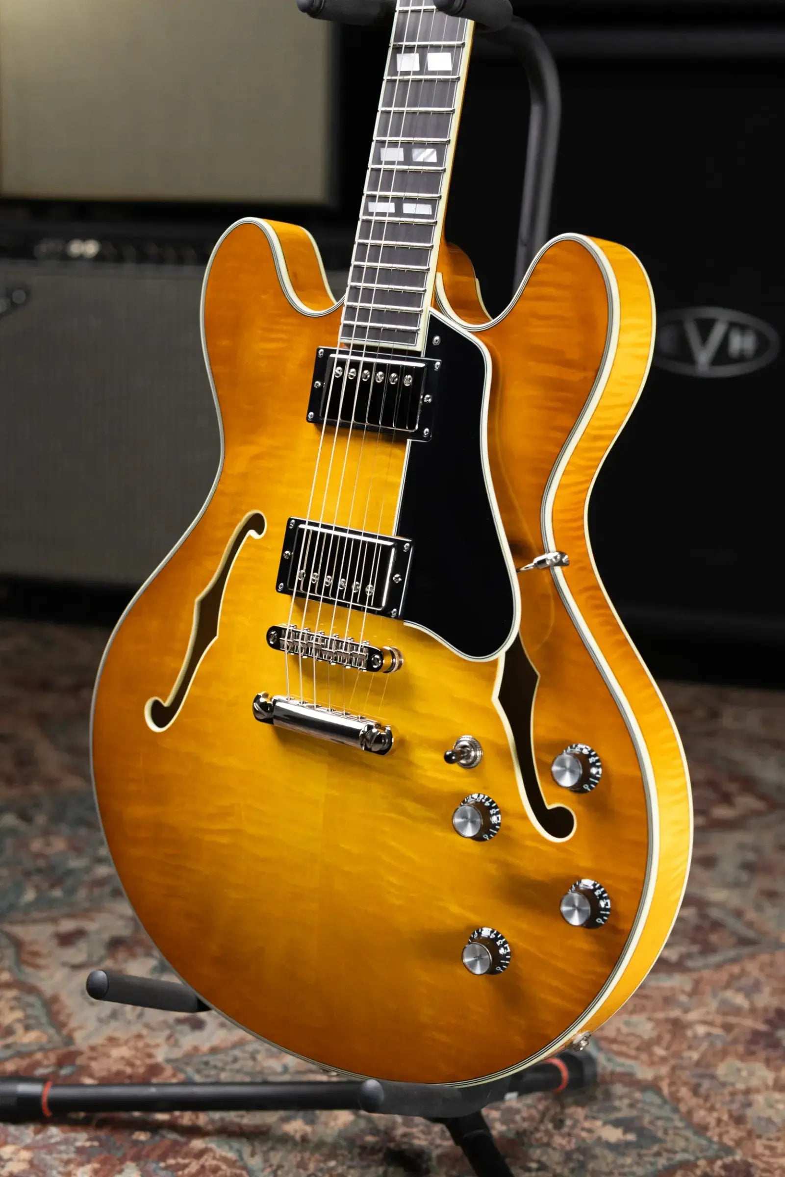 Eastman T486-GB 16" Thinline Electric Guitar - Goldburst with Hardshell Case