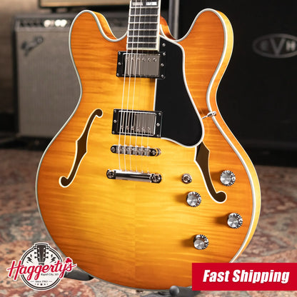 Eastman T486-GB Thinline Semi-hollowbody Electric Guitar - Goldburst with Hardshell Case