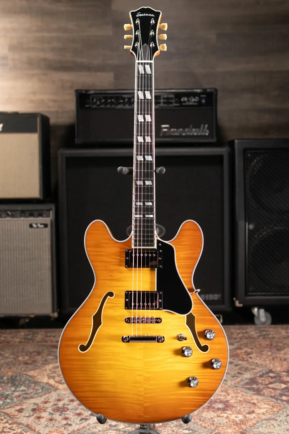 Eastman T486-GB Thinline Semi-hollowbody Electric Guitar - Goldburst with Hardshell Case