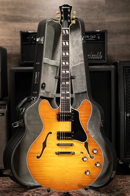 Eastman T486-GB Thinline Semi-hollowbody Electric Guitar - Goldburst with Hardshell Case