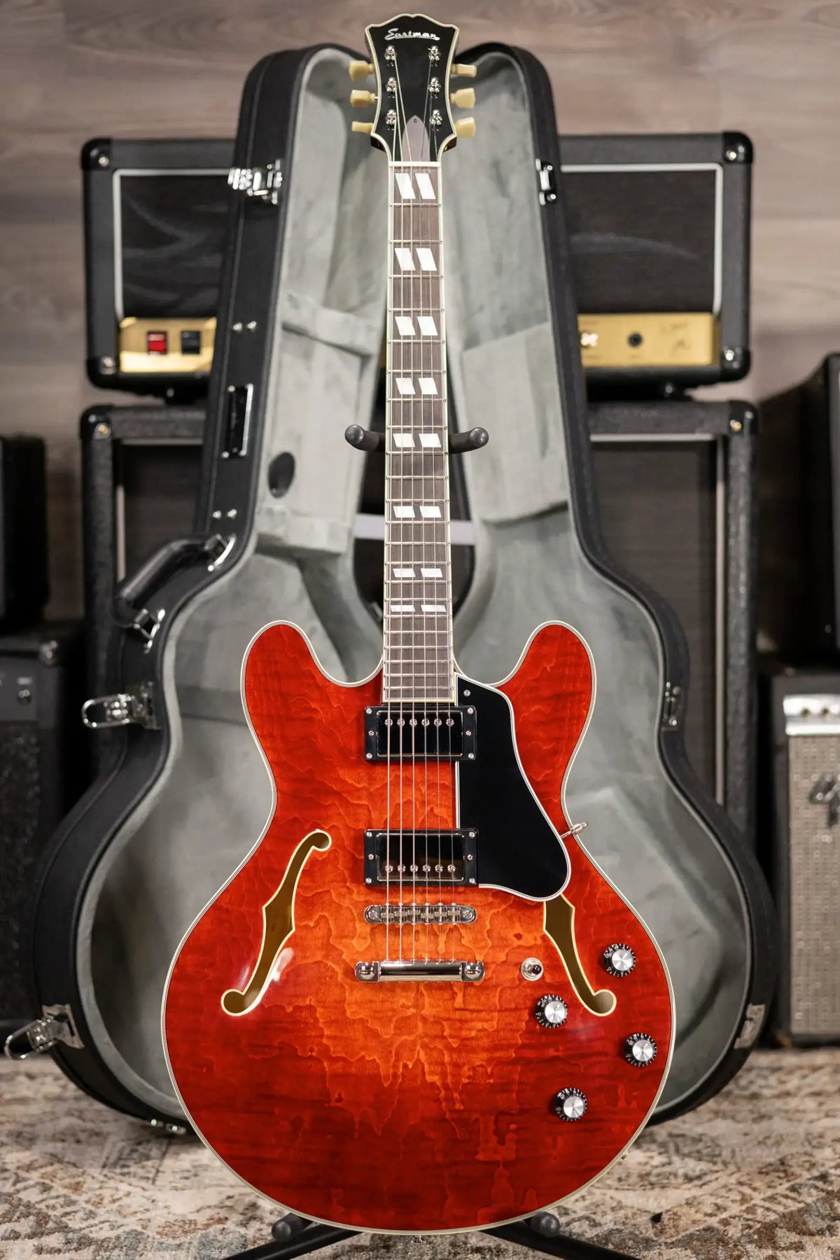Eastman T486 Thinline Semi-Hollow Electric Guitar - Classic with Hardshell Case