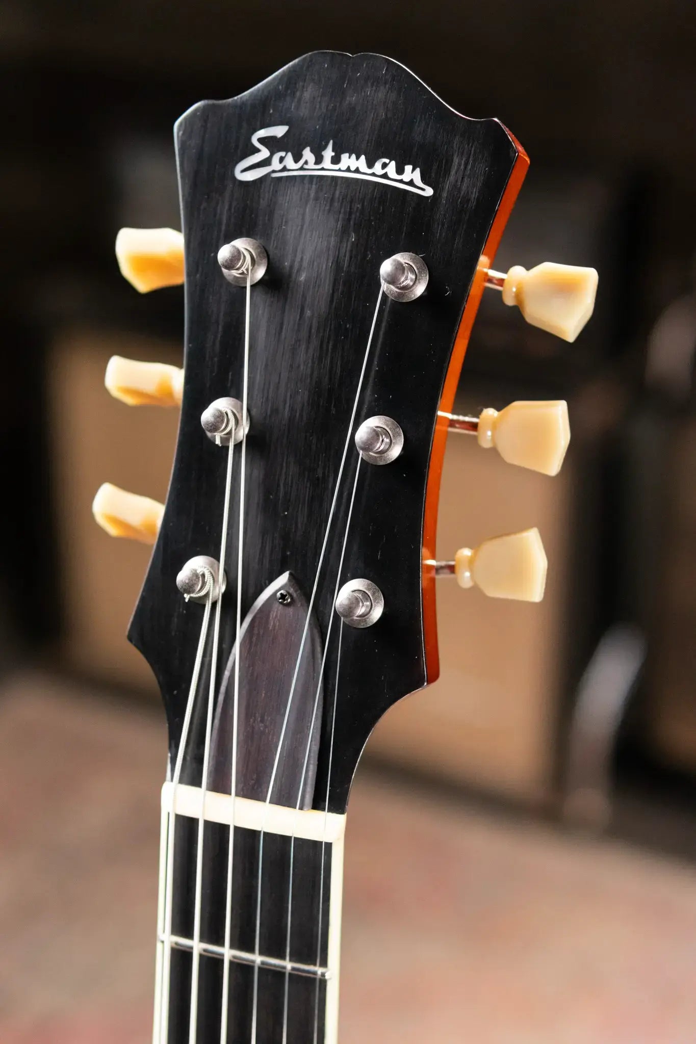 Eastman T64/V-GB Hollow Body Thinline Electric Guitar with Bigsby - Antique Goldburst with Hardshell Case