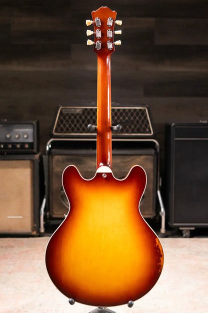 Eastman T64/V-GB Hollow Body Thinline Electric Guitar with Bigsby - Antique Goldburst with Hardshell Case