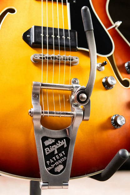 Eastman T64/V-GB Hollow Body Thinline Electric Guitar with Bigsby - Antique Goldburst with Hardshell Case