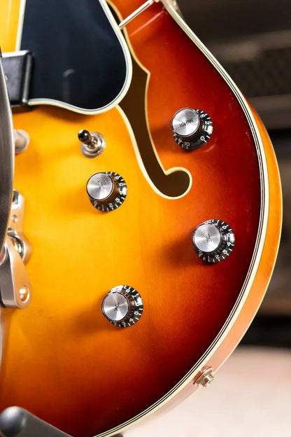 Eastman T64/V-GB Hollow Body Thinline Electric Guitar with Bigsby - Antique Goldburst with Hardshell Case