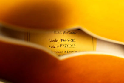 Eastman T64/V-GB Hollow Body Thinline Electric Guitar with Bigsby - Antique Goldburst with Hardshell Case