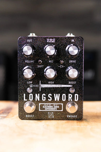 Electronic Audio Experiments Longsword Overdrive Effect Pedal - Black Sparkle - Used