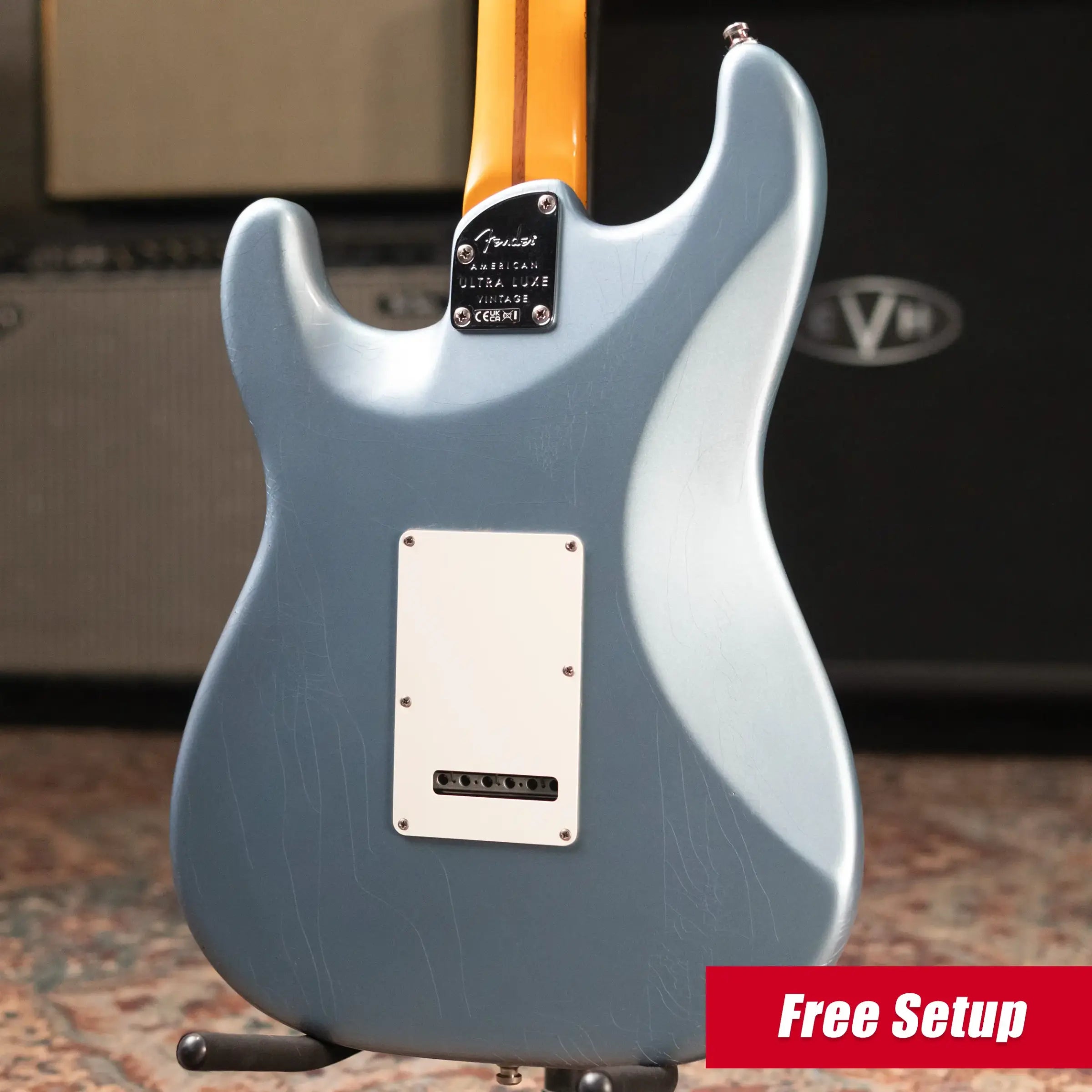 Fender American Ultra Luxe '60s Stratocaster, Rosewood Fingerboard Electric Guitar - Ice Blue Metallic with Deluxe Hardshell Case