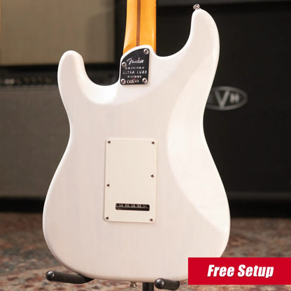 Fender American Ultra Luxe '50s Stratocaster Electric Guitar - White Blonde with Deluxe Hardshell Case
