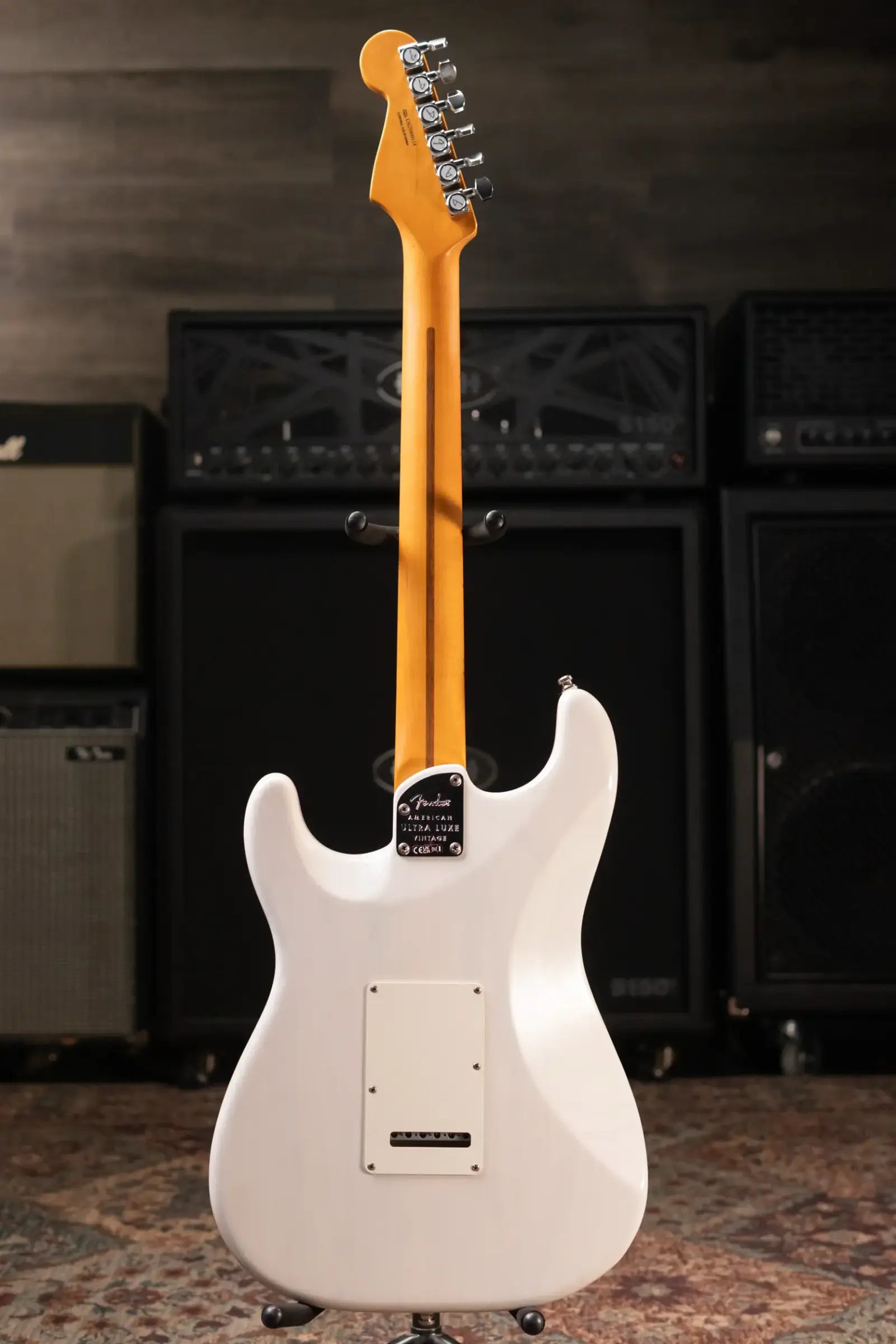 Fender American Ultra Luxe '50s Stratocaster Electric Guitar - White Blonde with Deluxe Hardshell Case