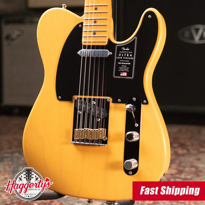Fender American Ultra Luxe '50s Telecaster Electric Guitar - Butterscotch Blonde with Deluxe Hardshell Case