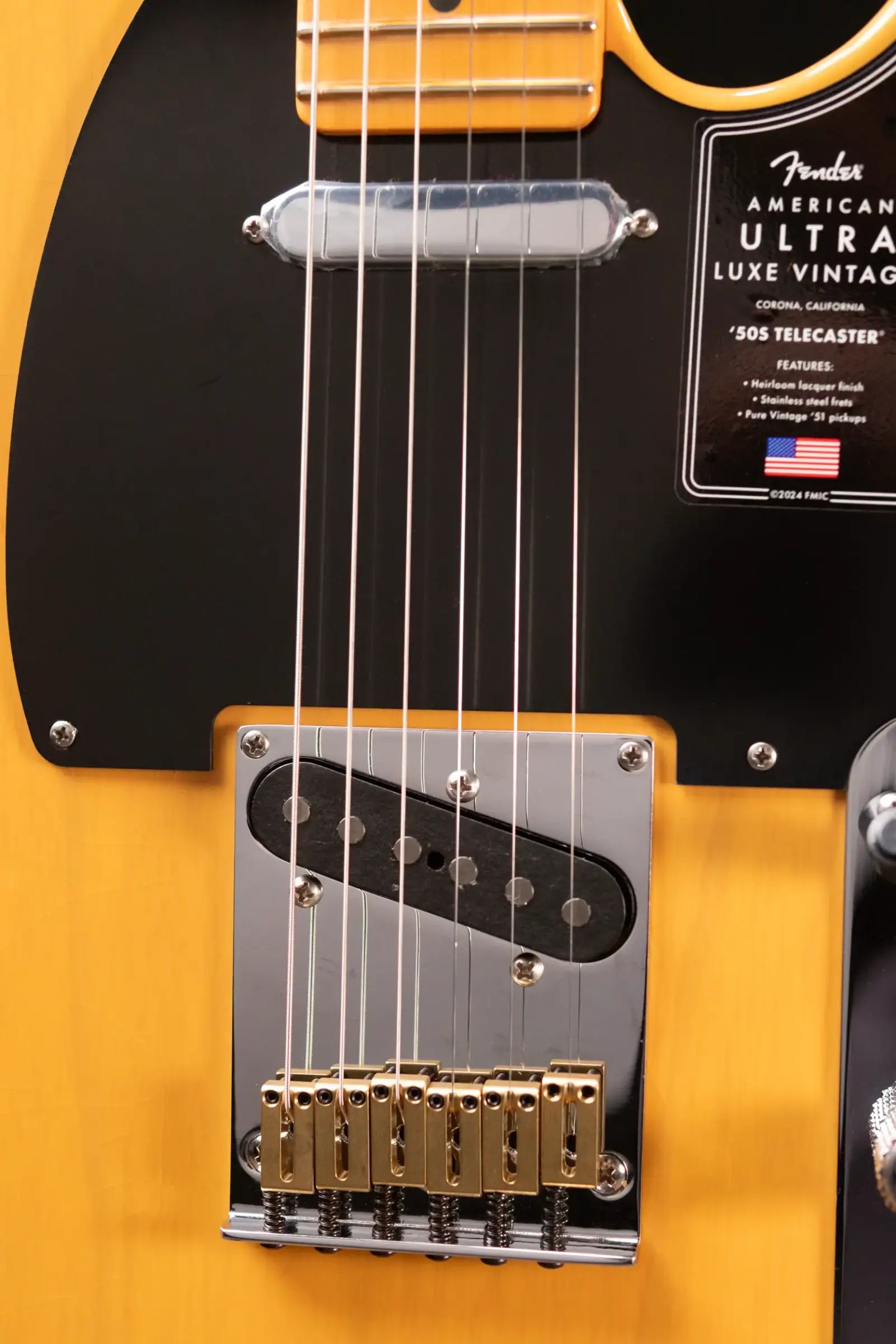 Fender American Ultra Luxe '50s Telecaster Electric Guitar - Butterscotch Blonde with Deluxe Hardshell Case