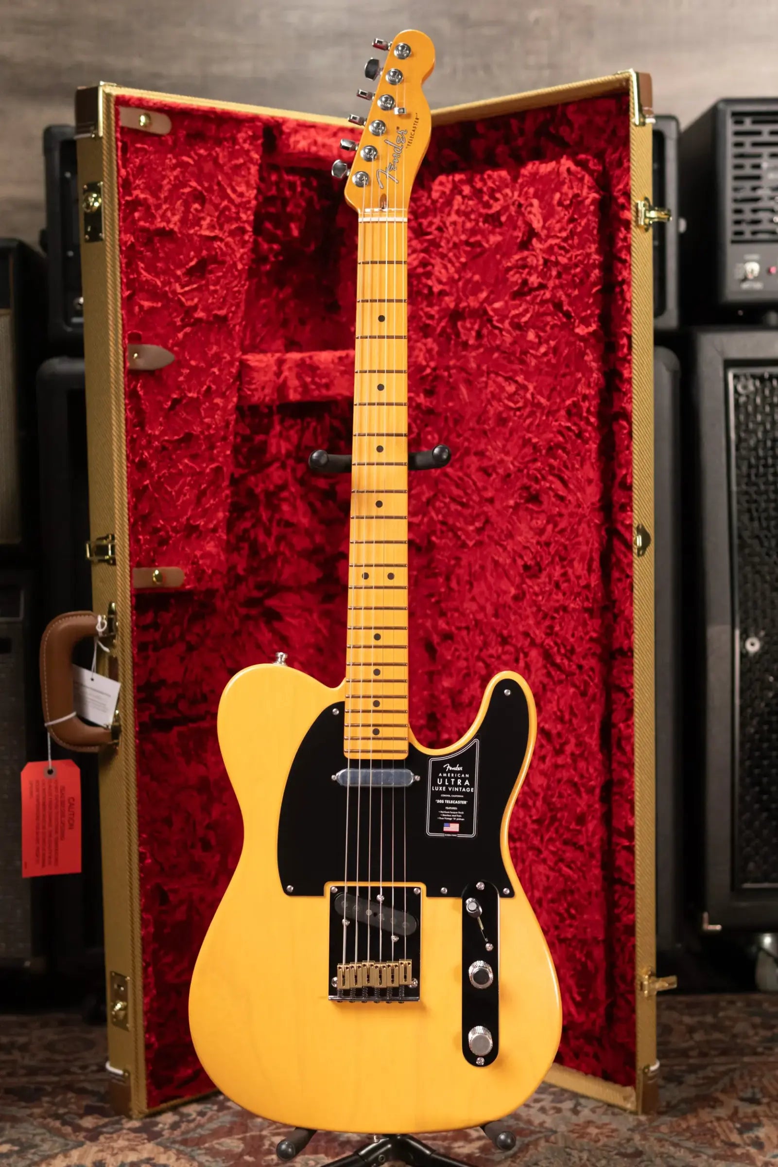 Fender American Ultra Luxe '50s Telecaster Electric Guitar - Butterscotch Blonde with Deluxe Hardshell Case