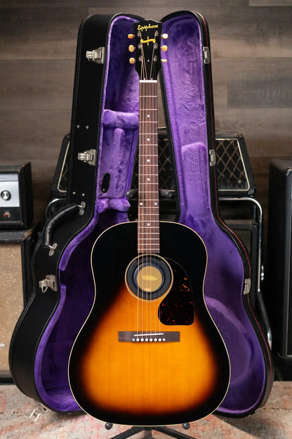 Epiphone 1942 Banner J-45 Reissue Acoustic/Electric Guitar - Vintage Sunburst with Hardshell Case