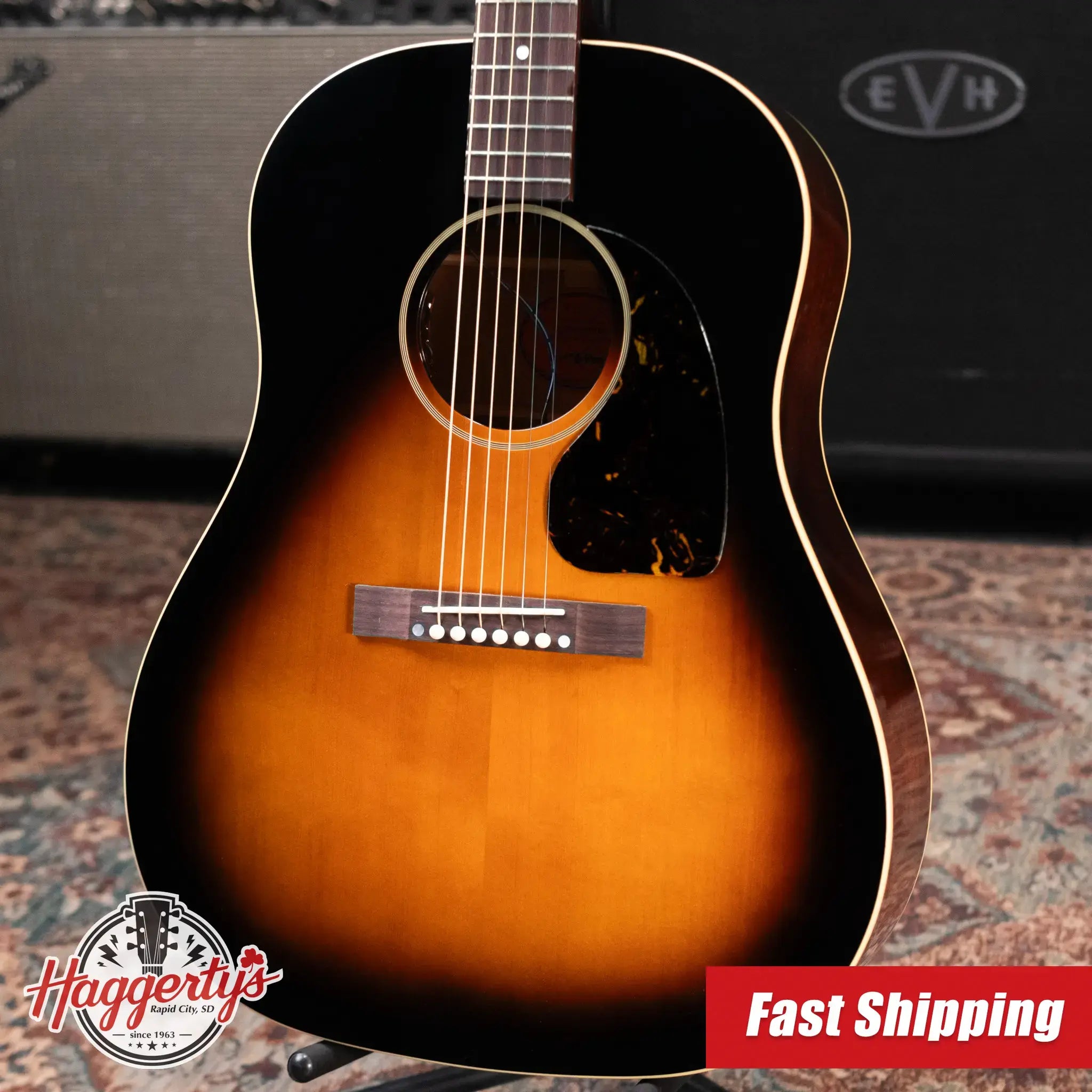 Epiphone 1942 Banner J-45 Reissue Acoustic/Electric Guitar - Vintage Sunburst with Hardshell Case