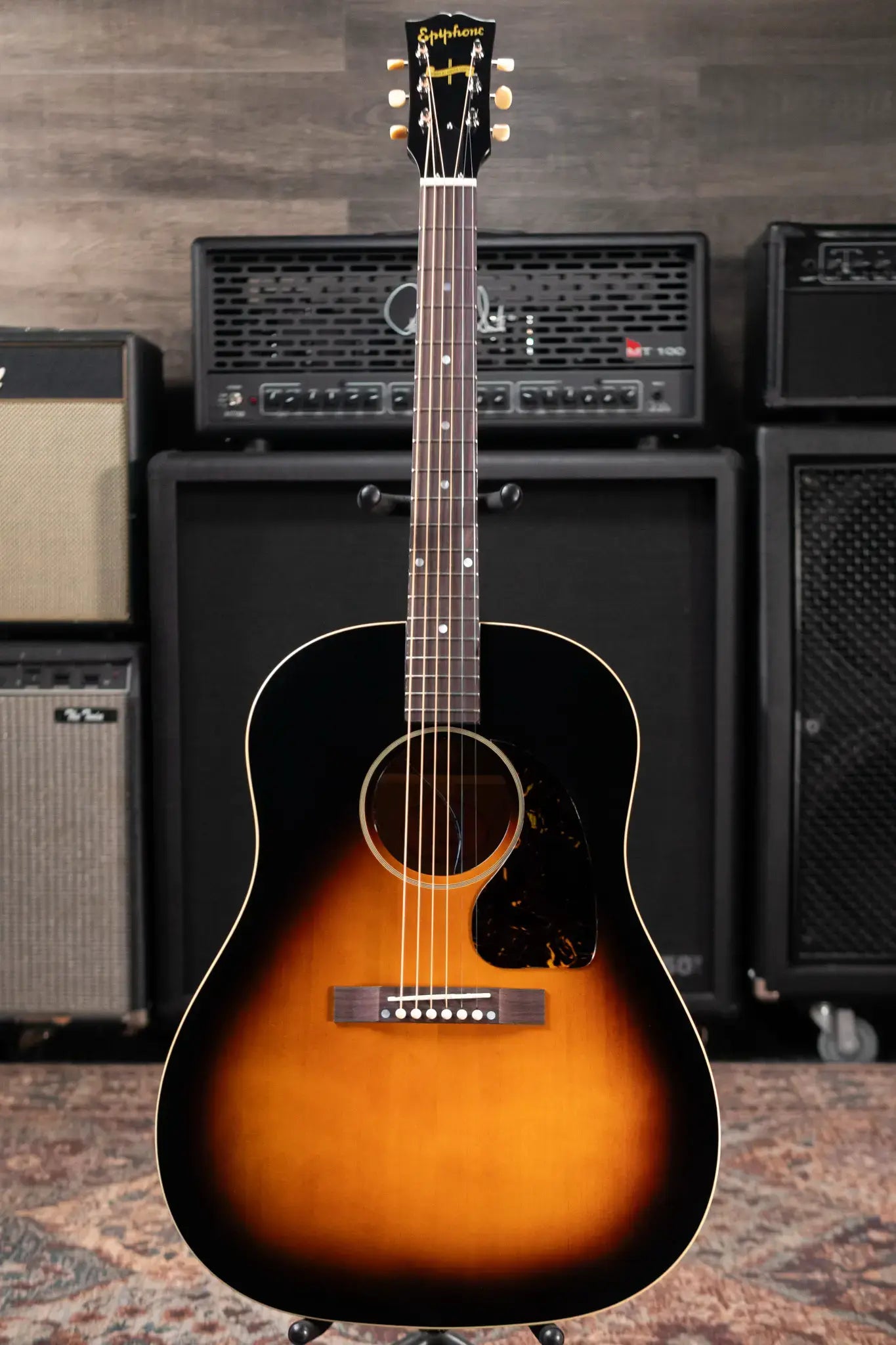 Epiphone 1942 Banner J-45 Reissue Acoustic/Electric Guitar - Vintage Sunburst with Hardshell Case