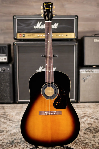 Epiphone 1942 Banner J-45 Reissue Acoustic/Electric Guitar - Vintage Sunburst with Hardshell Case