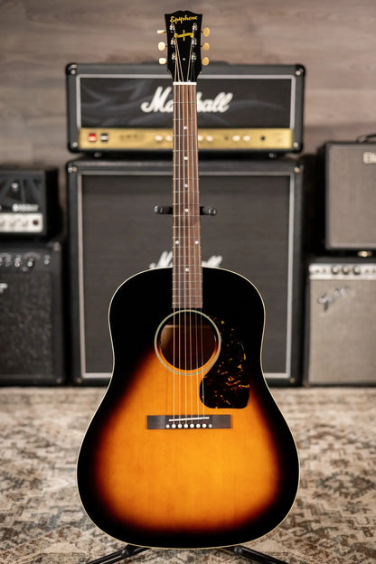 Epiphone 1942 Banner J-45 Reissue Acoustic-Electric Guitar - Vintage Sunburst with Hardshell Case