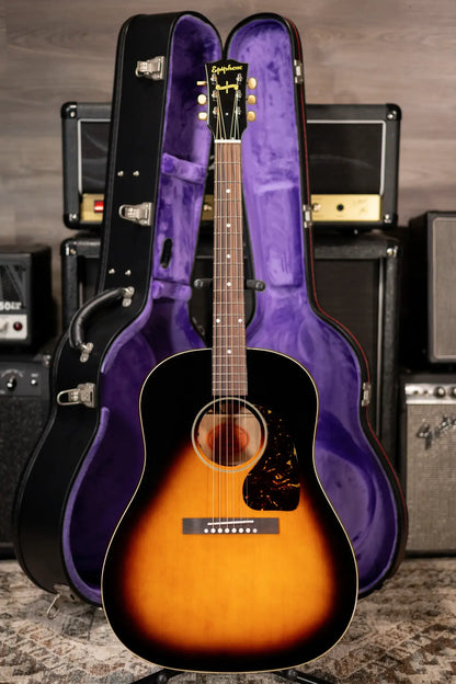 Epiphone 1942 Banner J-45 Reissue Acoustic-Electric Guitar - Vintage Sunburst with Hardshell Case