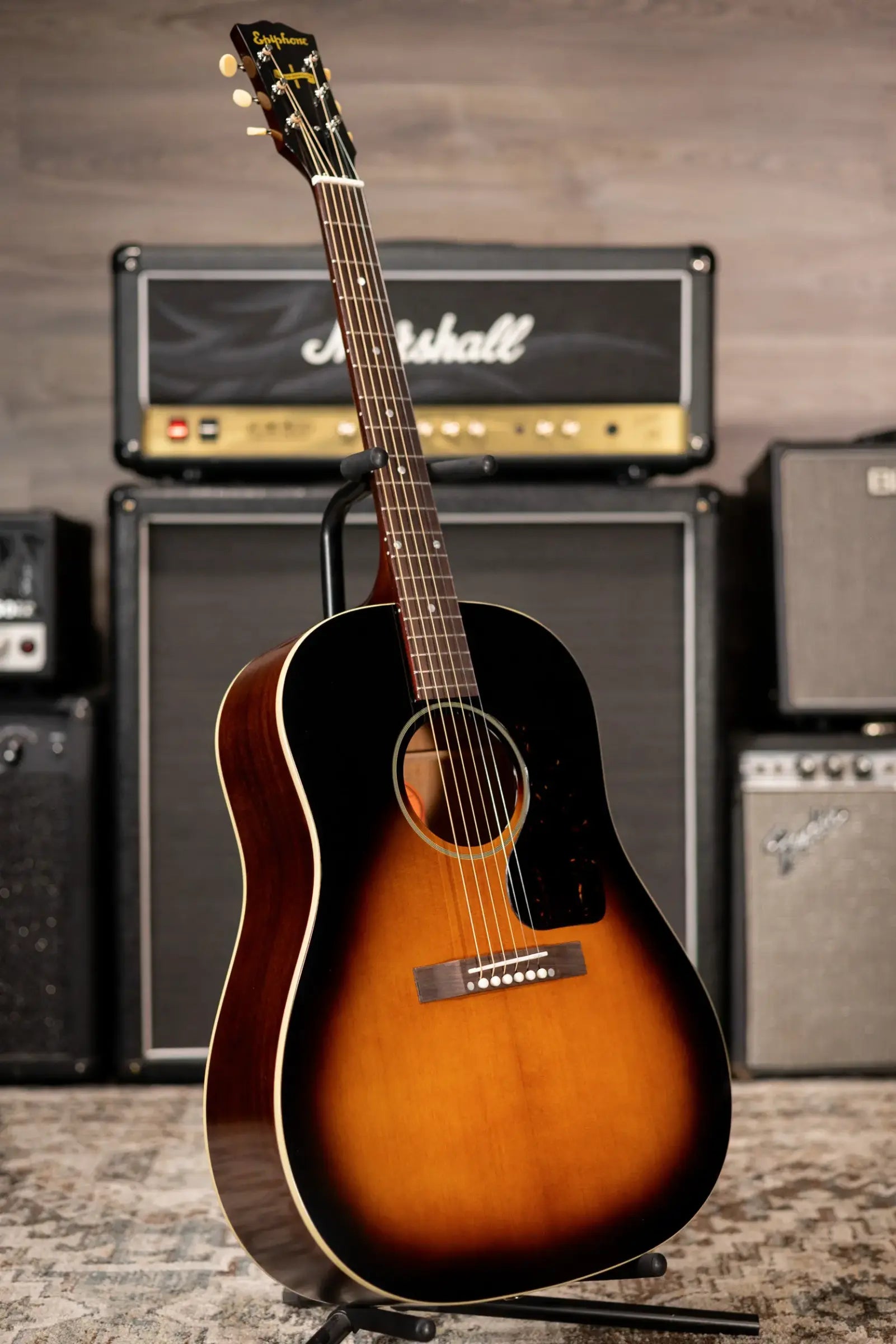Epiphone 1942 Banner J-45 Reissue Acoustic-Electric Guitar - Vintage Sunburst with Hardshell Case