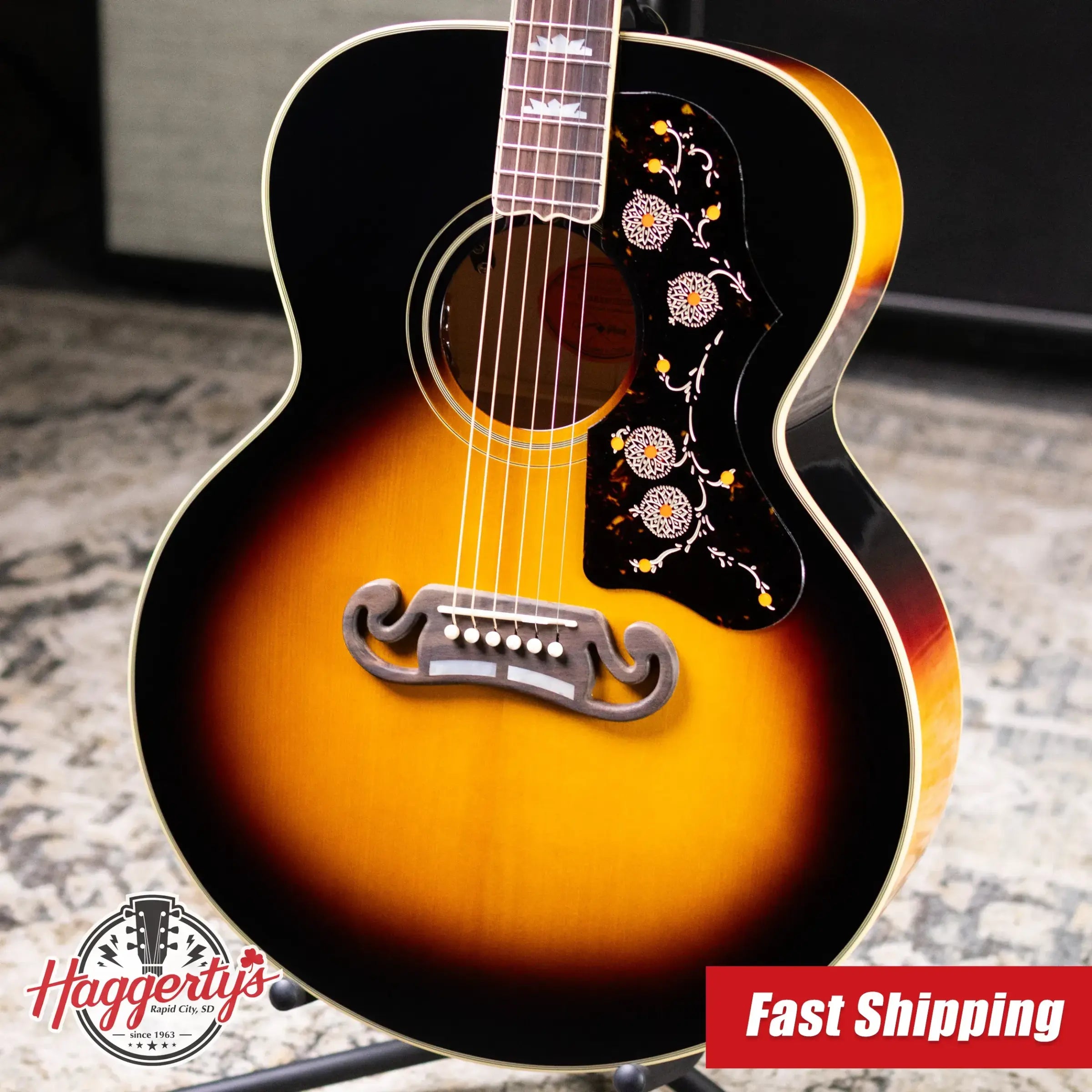 Epiphone 1957 SJ-200 Reissue Acoustic/Electric Guitar - Vintage Sunburst with Hardshell Case