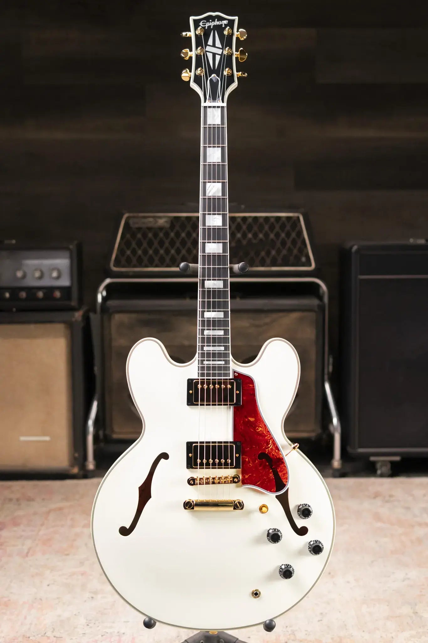 Epiphone 1959 ES-355 Semi-Hollow Electric Guitar - Classic White with Hardshell Case