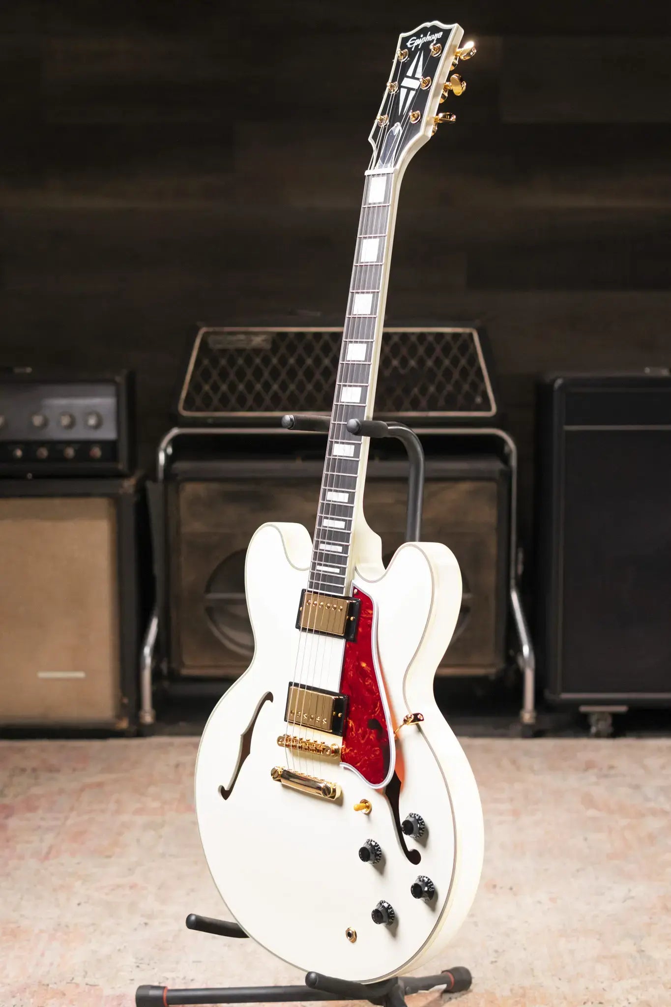 Epiphone 1959 ES-355 Semi-Hollow Electric Guitar - Classic White with Hardshell Case