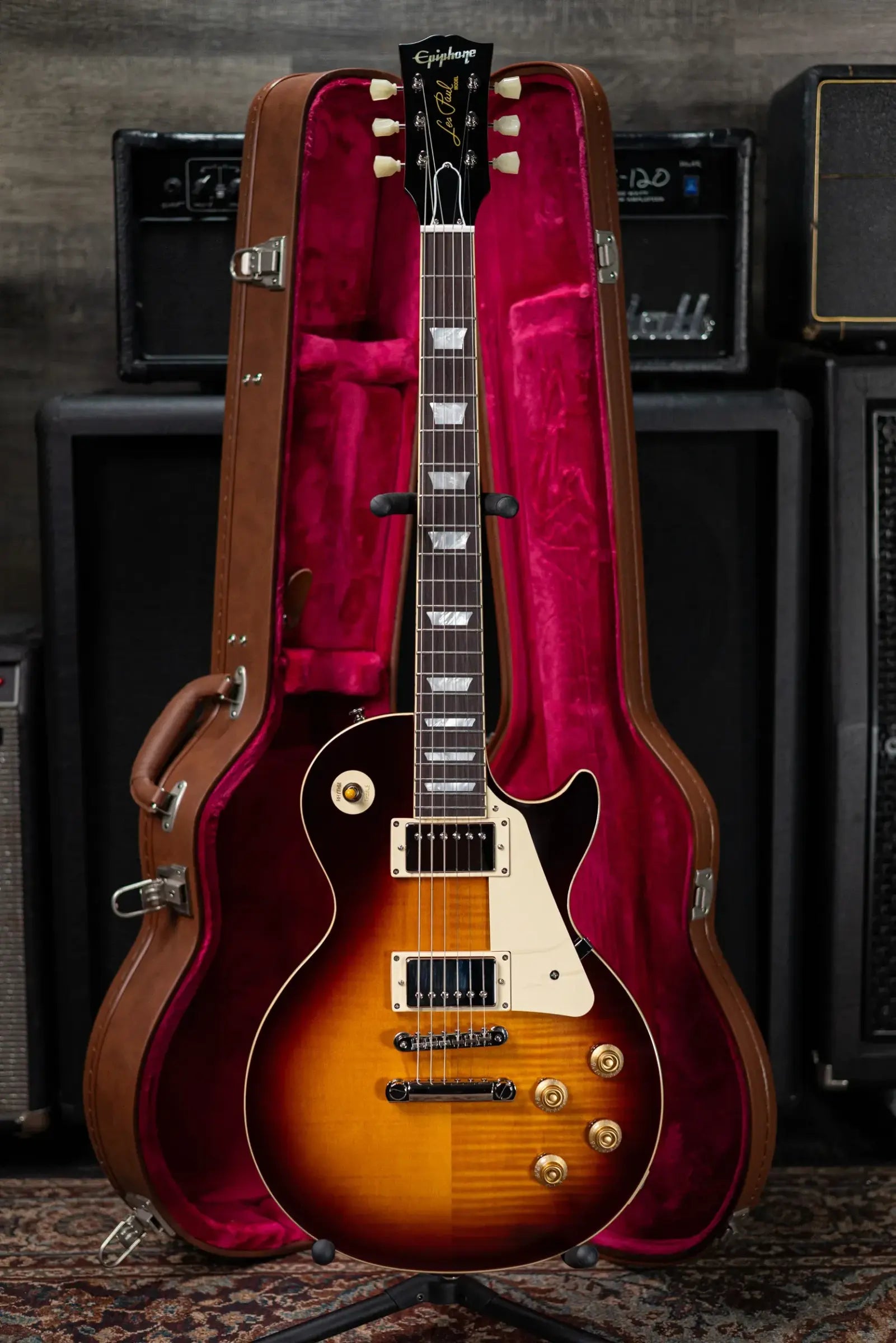 Epiphone 1959 Les Paul Standard Reissue Electric Guitar - Washed Bourbon Burst with Hardshell Case