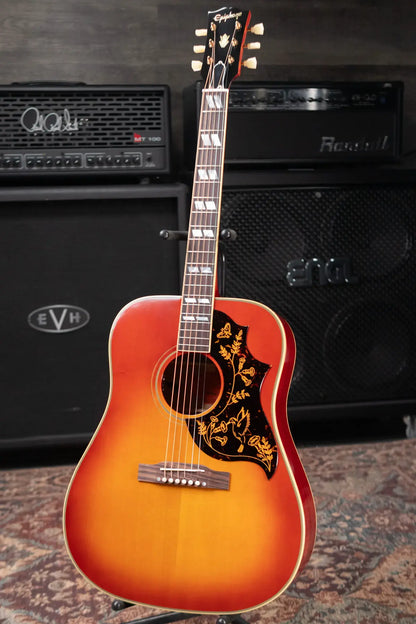 Epiphone 1960 Hummingbird Reissue Acoustic/Electric Guitar - Heritage Cherry Sunburst with Hardshell Case