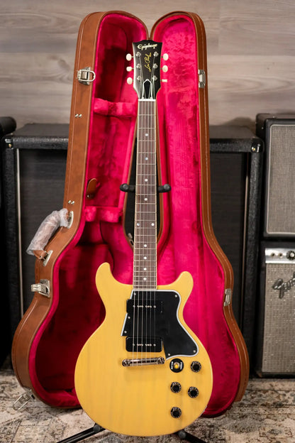 Epiphone 1960 Les Paul Special Double Cut Reissue Electric Guitar - TV Yellow with Hardshell Case