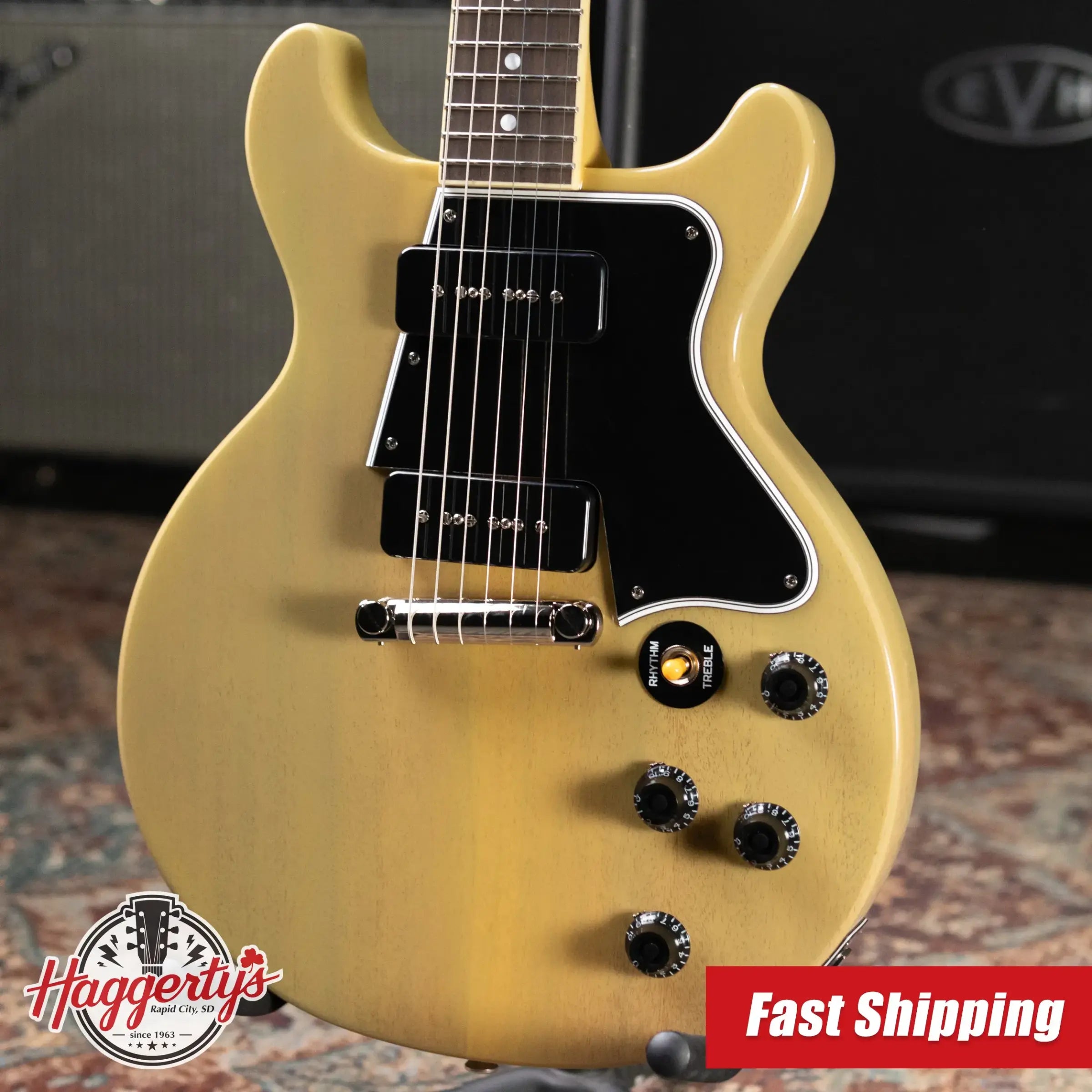 Epiphone 1960 Les Paul Special Double Cut Reissue Electric Guitar - TV Yellow with Hardshell Case - Floor Model