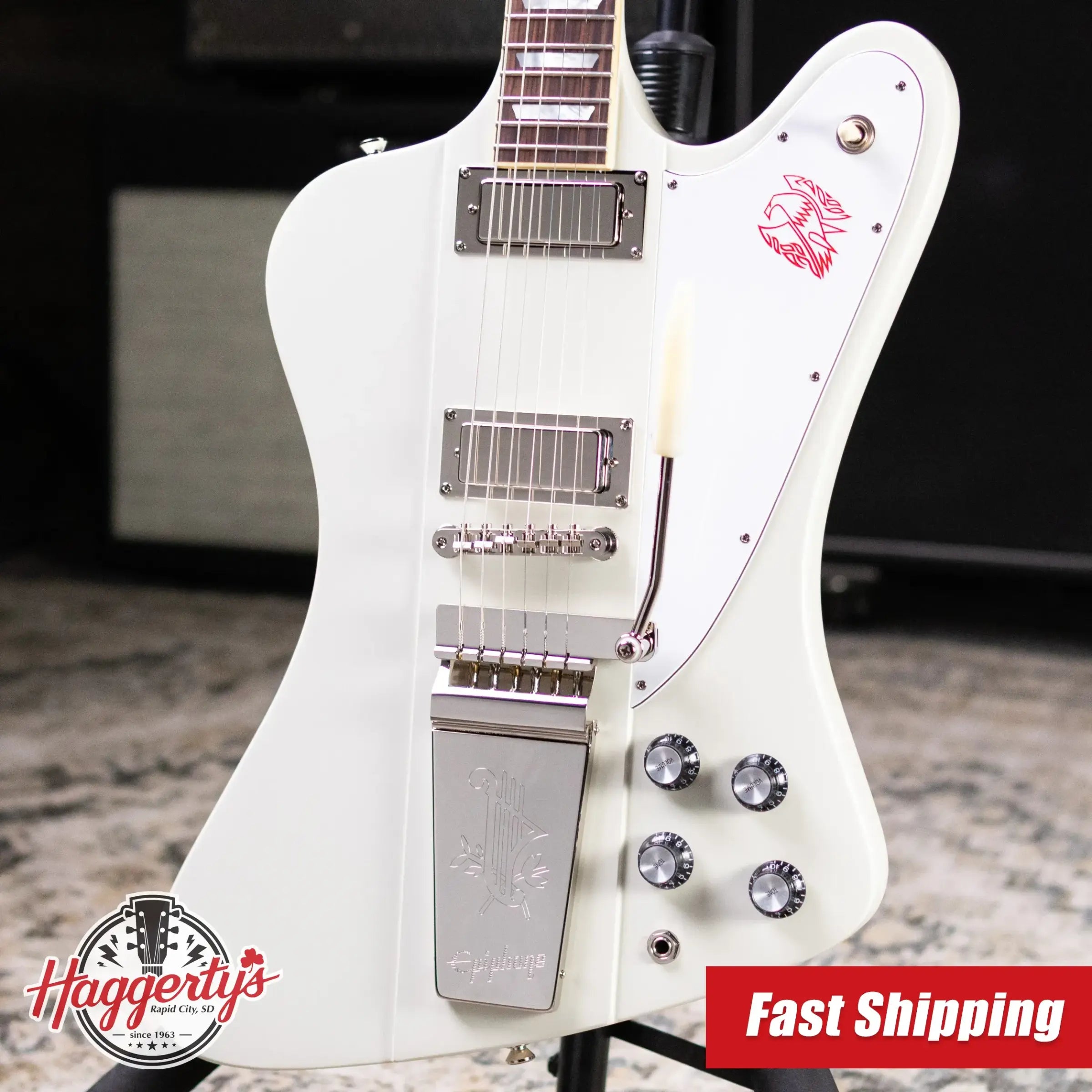 Epiphone 1963 Firebird V Reissue Electric Guitar - Polaris White with Hardshell Case