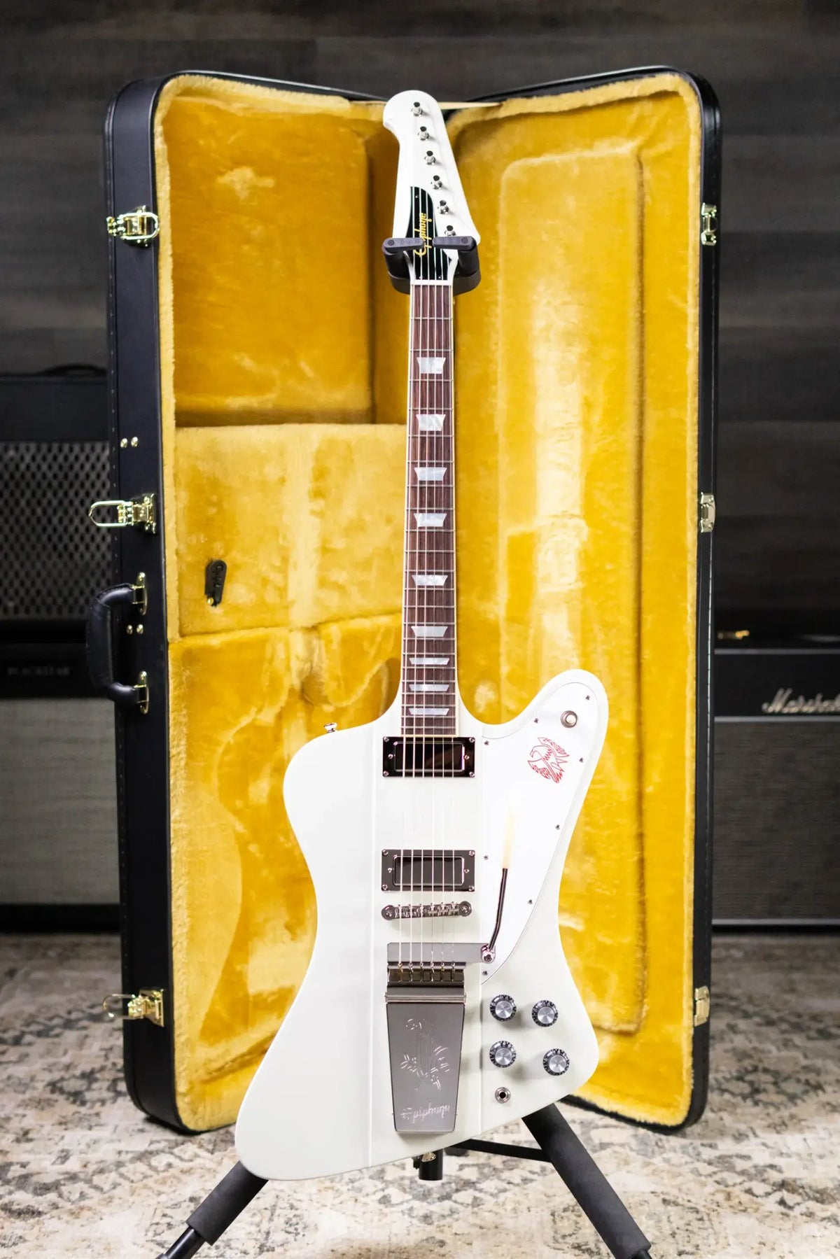 Epiphone 1963 Firebird V Reissue Electric Guitar - Polaris White with Hardshell Case