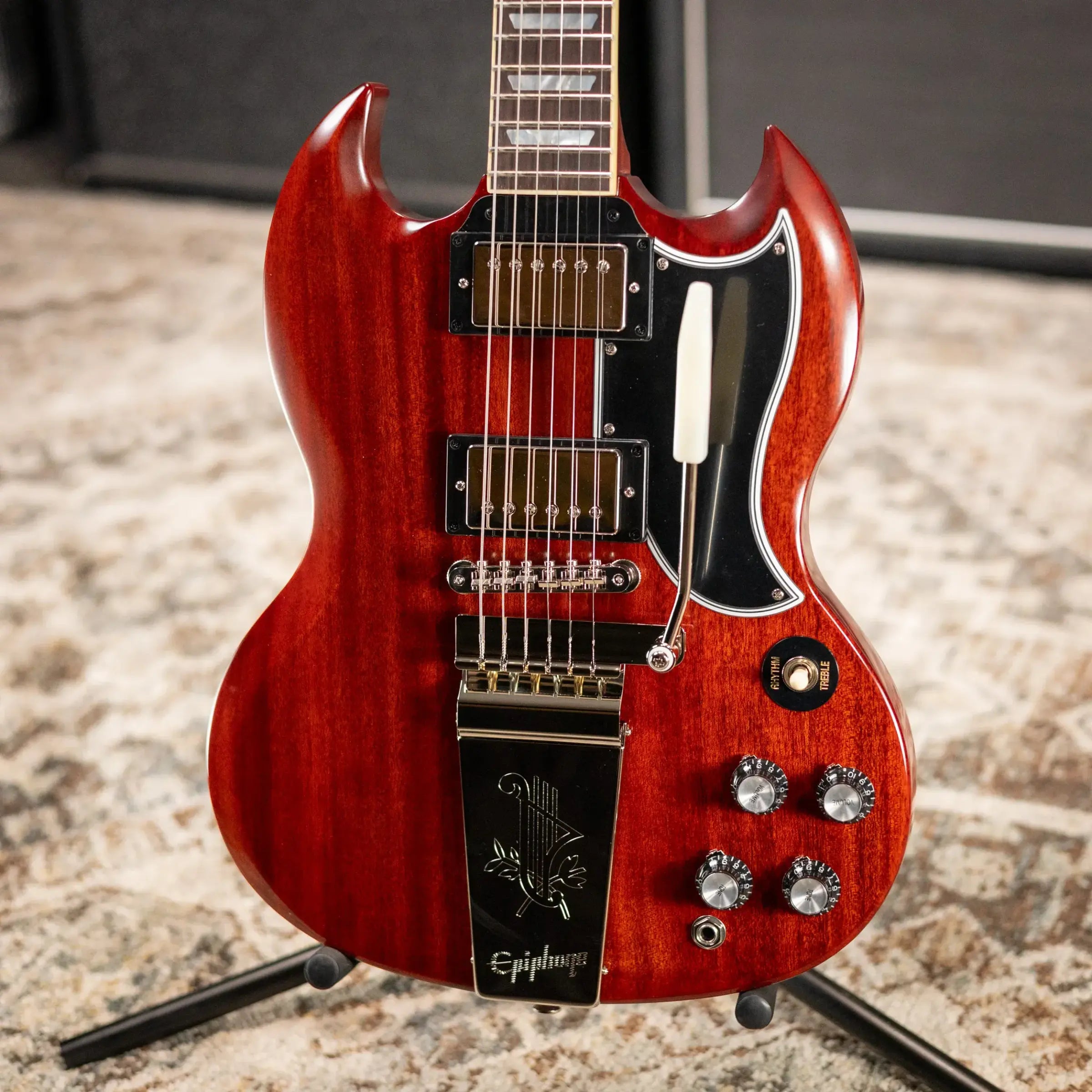 Epiphone 1964 SG Standard with Maestro Vibrola Reissue Electric Guitar - Cherry Red with Hardshell Case