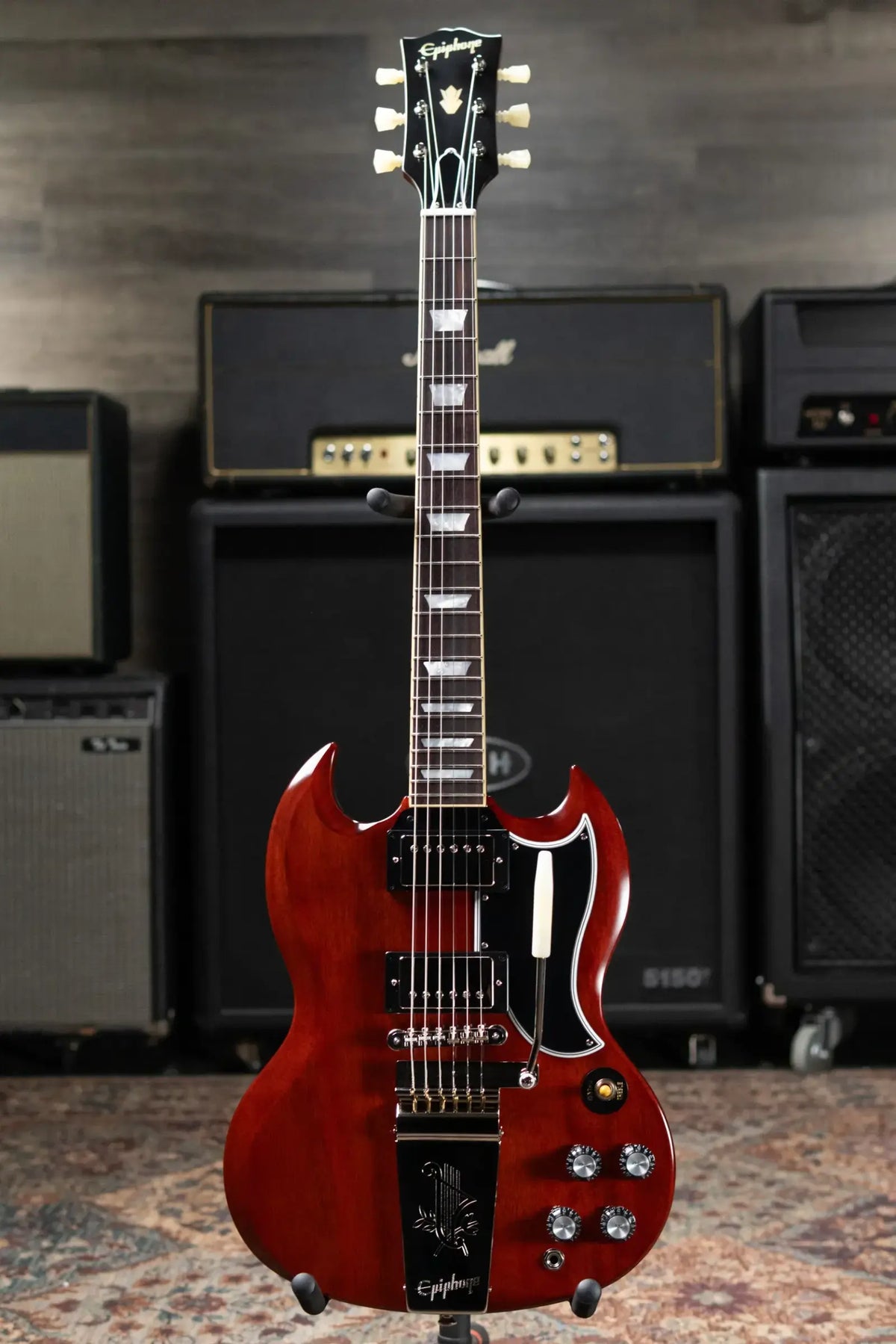 Epiphone 1964 SG Standard with Maestro Vibrola Reissue Electric Guitar - Cherry Red with Hardshell Case - Used