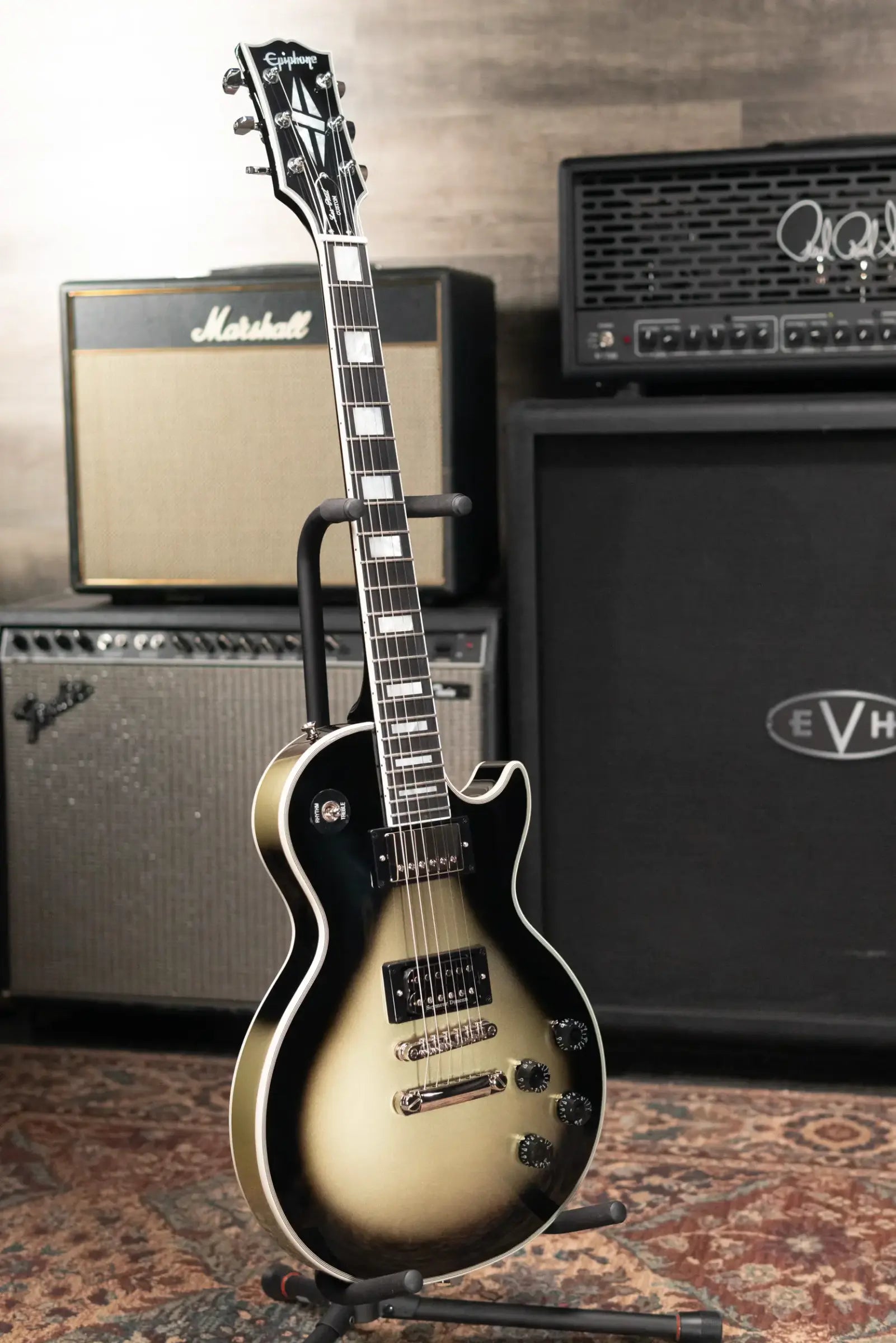 Epiphone Adam Jones 1979 Les Paul Custom Electric Guitar - Antique Silverburst with Hardshell Case