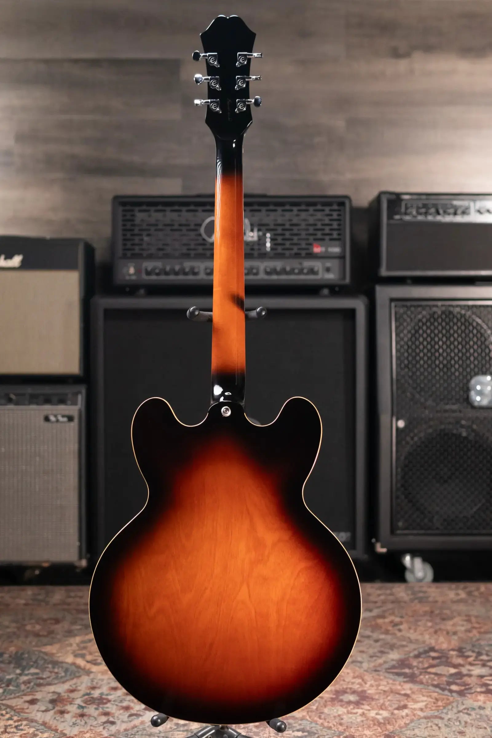 Epiphone Bonehead Signature Riviera Electric Guitar - Dark Tobacco Sunburst with Hardshell Case